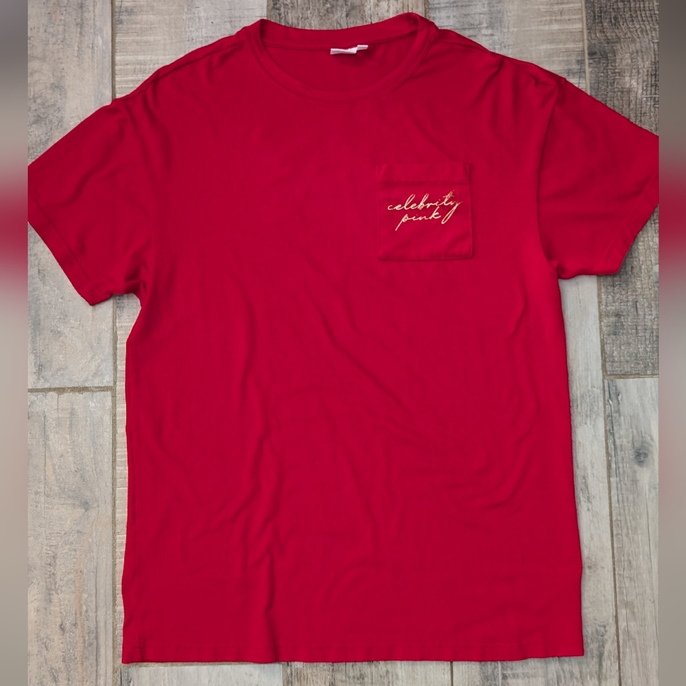 Celebrity Pink Vibrant Red Tee with Pocket
